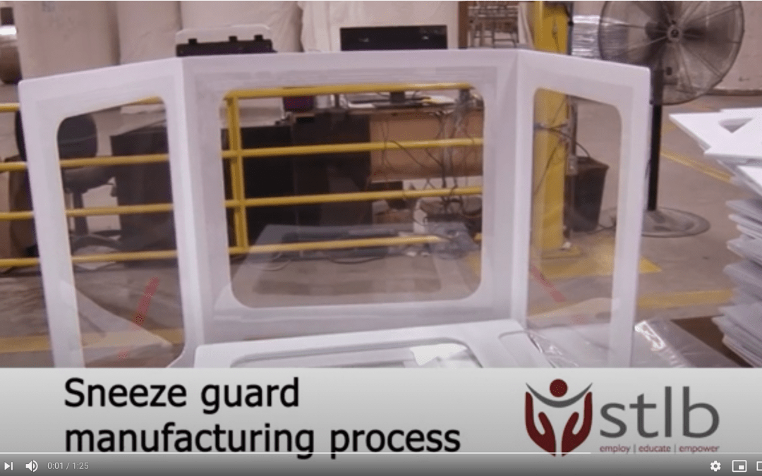 Sneeze guard being manufactured